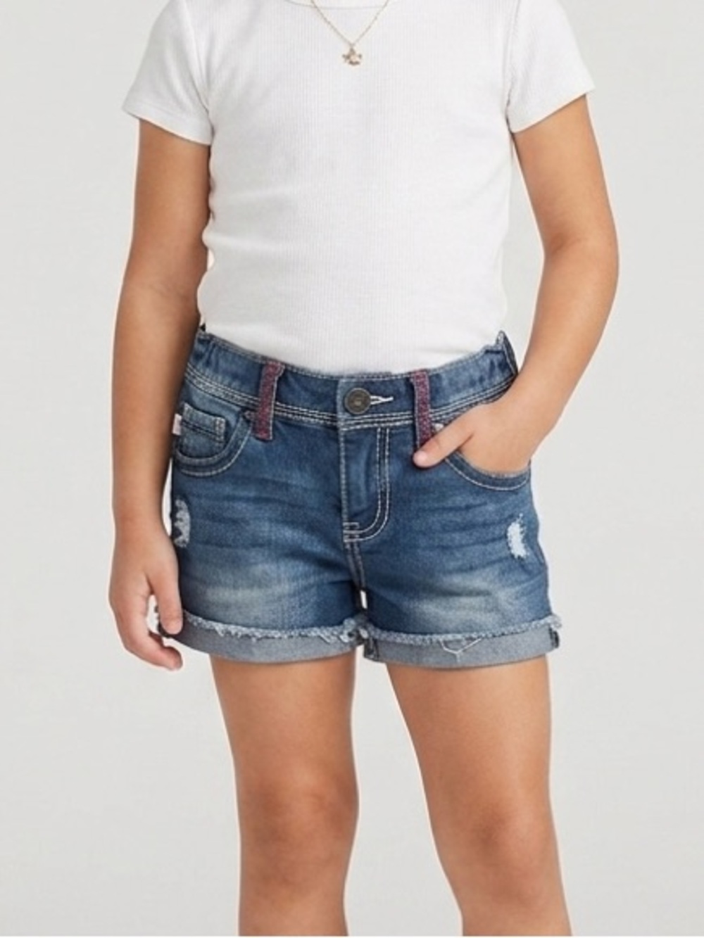 Tommy Bahama Girls Distressed Blue Denim Shorts Size 7